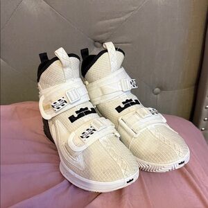 Kids' High-Top Athletic Sneakers in White and Black